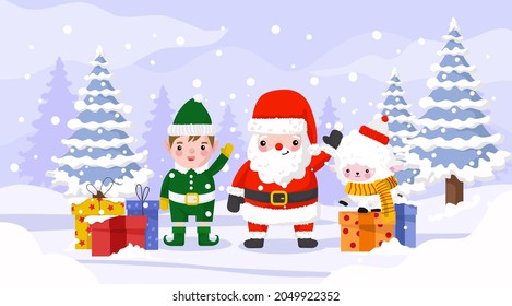 Santa Claus and Friends Post Card Vector