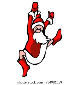 Santa Claus frost dances. Vector illustration, colors on white background. Humorous illustration. New Year 2018.