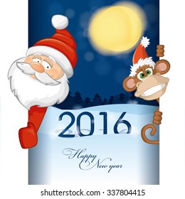 santa claus and funny monkey
