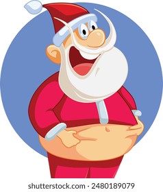 
Santa Claus Gaining Weight During Winter Holidays Vector Cartoon. Obese Santa feeling insecure after the holidays 
