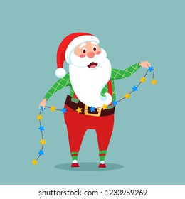 Santa Claus with garland, vector