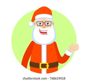 Santa Claus gesticulating. Portrait of Cartoon Santa Claus Character. Vector illustration in a flat style.