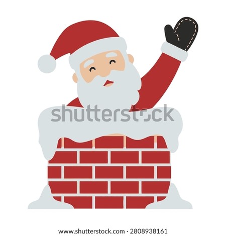 Santa Claus getting stuck in a chimney on a snowy Christmas Eve night