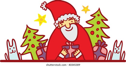 Santa Claus with a gift
