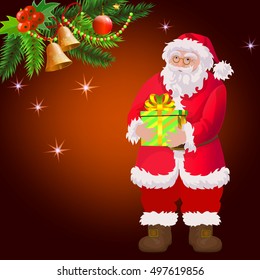 Santa Claus with gift.