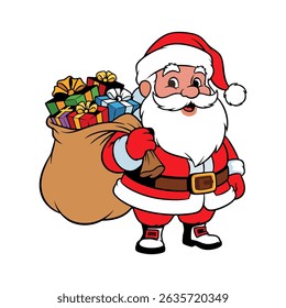 
santa claus with a gift bag