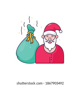 Dibujo vectorial plano de la bolsa de regalo de Santa Claus
