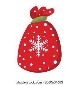 Santa Claus gift bag hand drawn Christmas illustration, Flat design. Hand drawn doodle bag with gifts