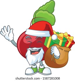 Santa Claus with gift bag red beet greens Cartoon design