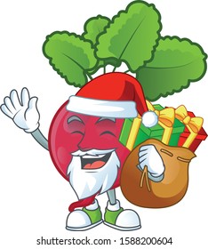 Santa Claus with gift bag red radish Cartoon design