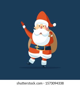 Santa Claus with a gift bag. Vector illustration in cartoon style. 