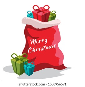 santa claus gift bag vector
