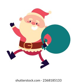 santa claus with gift bag vector isolated