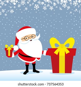 Santa Claus with gift box.
