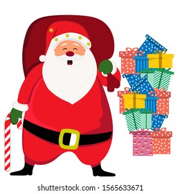 Santa Claus with Gift Box, art design for card paper, wallpaper vector illustration  
