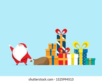 santa claus with gift box in christmas day cartoon vector illustration