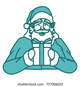 Santa claus with gift box  icon