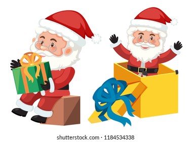 Santa claus and gift box illustration