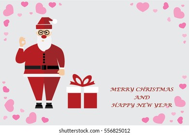 santa claus and gift box isolated icon design, vector illustration graphic, greetings Merry Christmas and Happy New Year