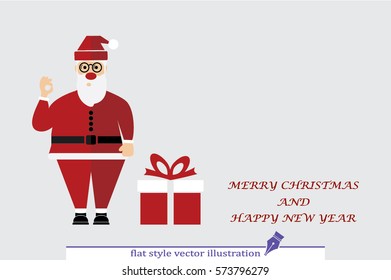 santa claus and gift box isolated icon design, vector illustration graphic, greetings Merry Christmas and Happy New Year