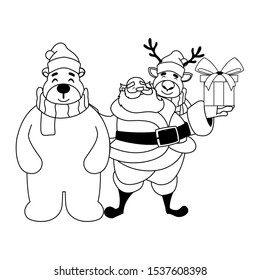 santa claus with gift box on white background vector illustration design