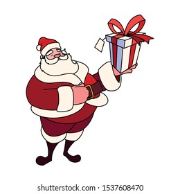 santa claus with gift box on white background vector illustration design