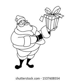 santa claus with gift box on white background vector illustration design