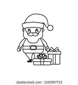 santa claus with gift boxes on white background vector illustration design