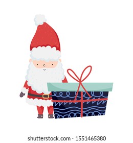 santa claus with gift celebration merry christmas vector illustration