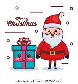 santa claus with gift character christmas card