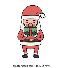 santa claus with gift decoration merry christmas vector illustration