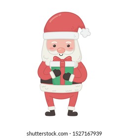 santa claus with gift decoration merry christmas vector illustration