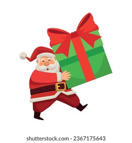 santa claus with gift illustration isolated