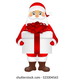 Santa Claus with a gift on a white background