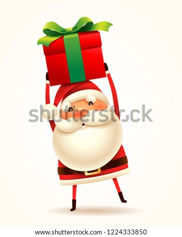 Santa Claus with gift present. Isolated.