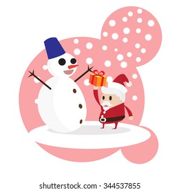 Santa Claus gift to Snowman , Chistmas