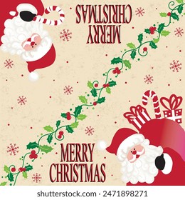 Santa Claus gift tag Merry christmas  triangle sticker