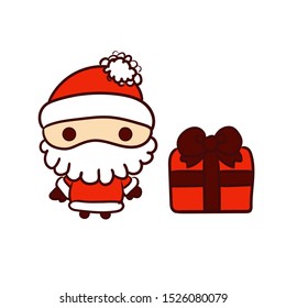 Santa Claus and gift vector drawing. Character emotions. Objects on an isolated background