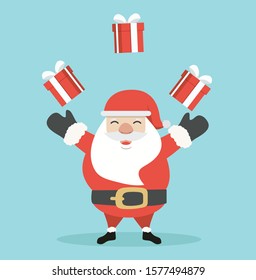 Santa Claus with gift vector illustration
