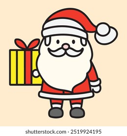 Papá Noel con la Ilustración vectorial del regalo, diseño de las Navidades