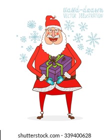 Santa Claus with Gift. Vector illustration about Christmas