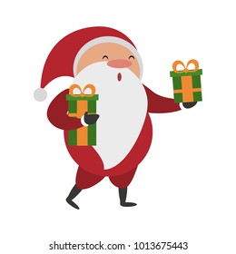 Santa claus with giftboxes cartoon