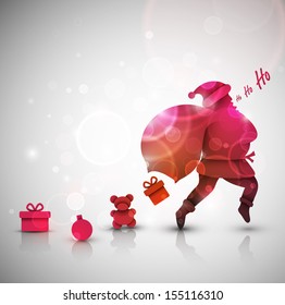 Santa Claus with gifts, Christmas background, eps 10