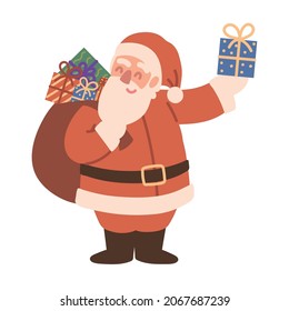santa claus with gifts flat icon