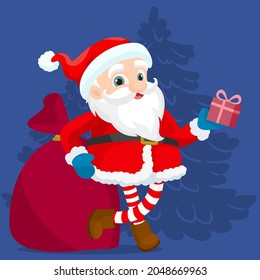 Santa Claus with gifts in hands. santa claus with box