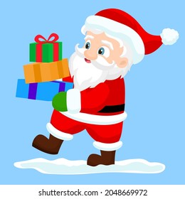 Santa Claus with gifts in hands. santa claus with box