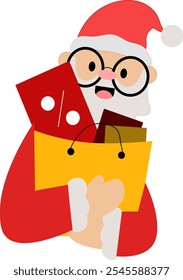 Santa Claus con regalos, Santa Claus con bolsas de compras, Santa Claus Compras Ventas