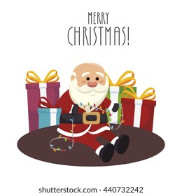 santa claus with gifts  isolated icon design, vector illustration  graphic 