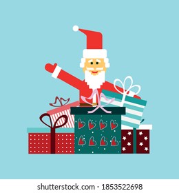 Santa Claus with gifts. New year vector illustration