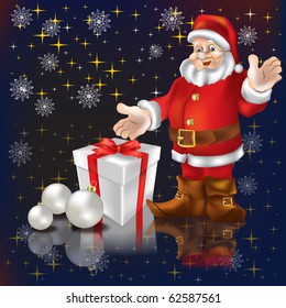 Santa Claus with gifts on a black background